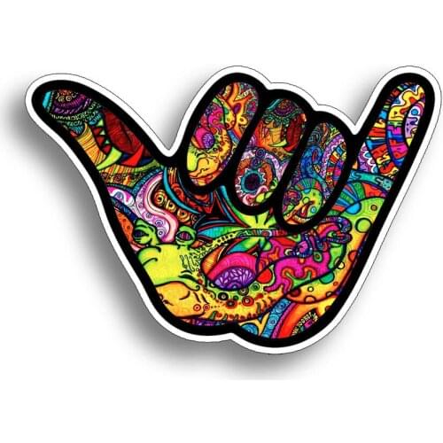 Graffiti Hang Loose Sticker Surf Beach Ocean 10 Ten Cup Car Window Bumper Decal