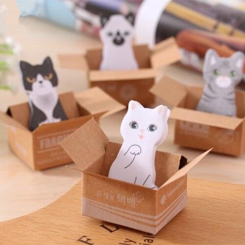 Office School Supplies Cute Memo Pad Scrap 3D Kawaii Cat Dog Box Stickers Cartoon Korean Stationery Sticky Notes For Students