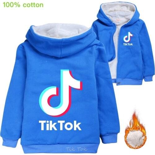Tik Tok Childrens Clothing Boys Cardigan Zipper Thick Jacket Girls Coat Creeper Anime Hooded Sweater Winter Warm Outerwear