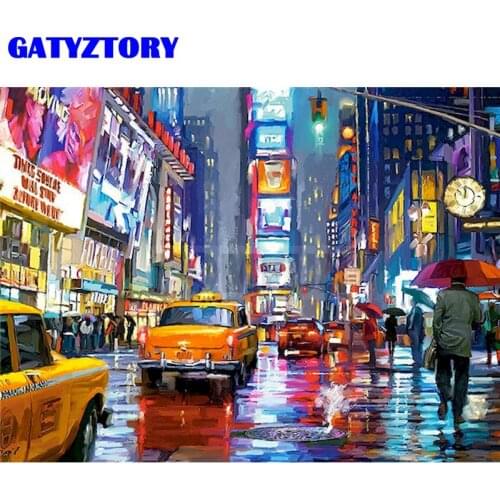 GATYZTORY Painting By Numbers New York Street Scenery Diy Oil Paints Kits With Framed For Adults Kids Surprise Birthday Gifts Ar