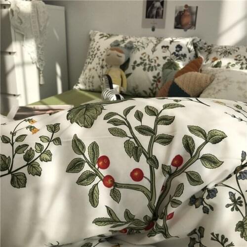 European and American Style Bedding Set Fresh Flowers Pastoral Style Floral Bed Four-piece Set Pure Cotton Duvet Cover Bed Linen