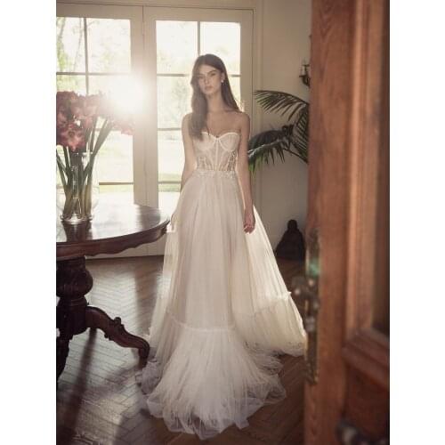 Sweetheart Strapless Tiered Tulle Wedding Dress Sequins Lace Maxi Boho Beach Bridal Gown Zipper Plus Size Sleevelsss Custom Made