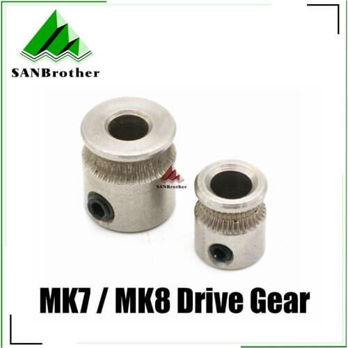 MK8 / MK7 Extruder Drive Gear Bore 5mm For 1.75mm and 3.0mm Hobbed Gear For Makerbot Reprap Mendel High Quality Stainless Steel