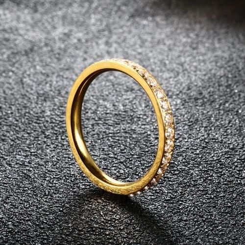 Fashion CZ Crystals Tail Rings For Women Men High Quality Trendy Simple Stainless Steel CNC Setting Party Elegant Finger Jewelry