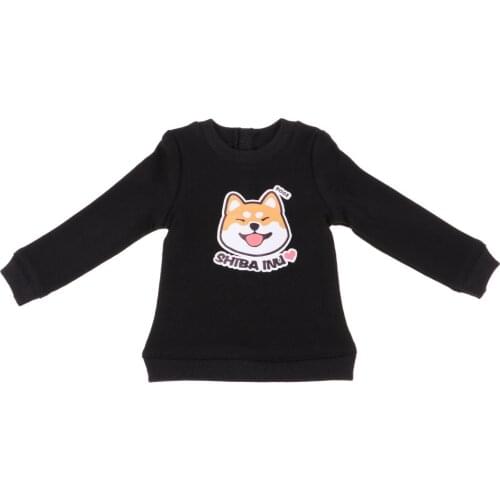 Fashion Doll Casual Outfits Round Neck Long Sleeves Sweatshirt Pullover Top For 1/4 BJD Doll Dress-up Accessories (Black)