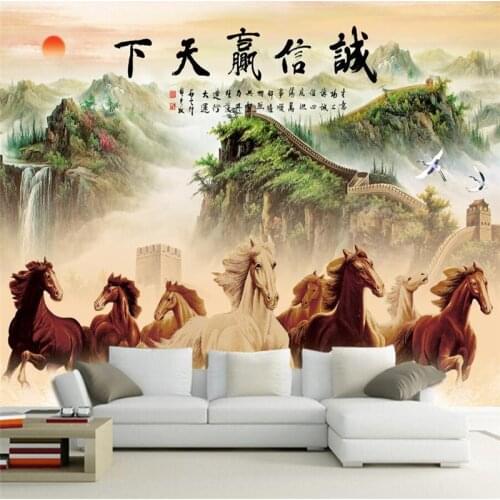 Mural papel de parede para quarto Custom wallpaper Honesty wins the world horse to the success of the lobby office backdrop
