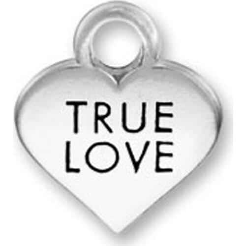 2021 New Zinc Alloy Word Heart Charms True Love Alphabet Charm Message Charms pendant for Jewelry Making charm necklace
