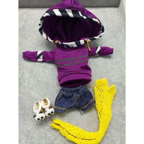 New BJD Clothes Purple Sweatshirt With Shoes Pants Long Socks Fits 26 cm 1/6 Doll Sets Feel Free to Match Bjd Boneca Accessory