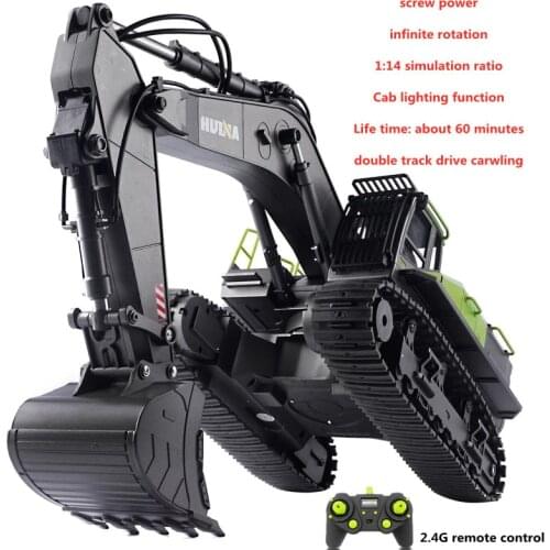 NEW 1:14 RC Excavator 22CH Green RC Remote Control Truck Double Track Engineering Vehicle Toys for Boys Adults 60 minutes