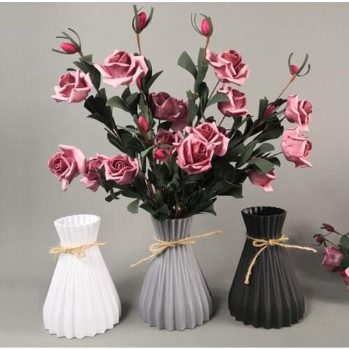 Plastic Vases Home Decor Anti-ceramic Vases Imitation Rattan Flower Vase European Wedding Modern Decorations Unbreakable Basket