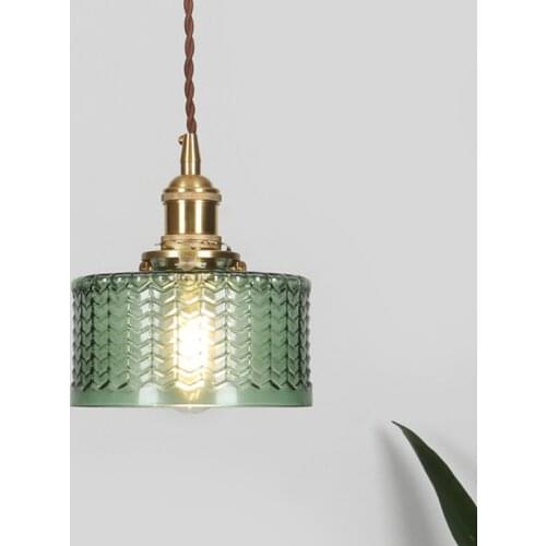 Nordic design indoor hanging lighting clear green hand blown Water pattern glass lamp shades chandeliers