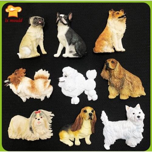 2021New Multi Dog Breed Silicone Mould Doggy Theme Fondant Cake Decorating