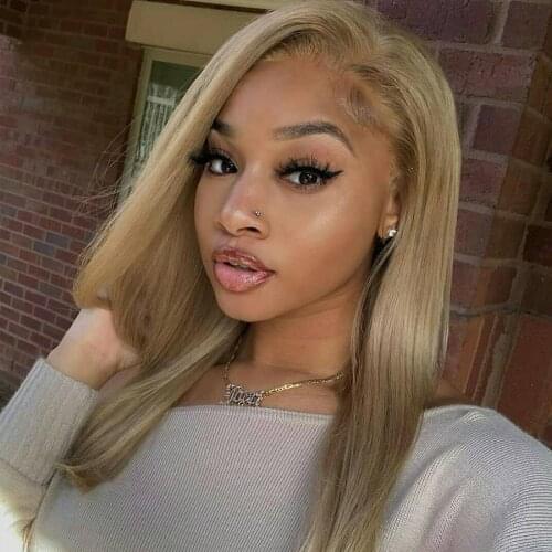 Simbeauty Ash Blonde 180Density Silky Straight Full Lace Wigs Brazilian 13x6 Deep Part Transparent Lace Front Human Hair Wigs
