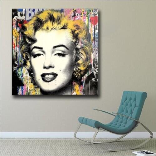 Wlong Art Printing Pop Oil Painting Canvas Marilyn-Monroe Wall Art , Wall Pictures for Living room Bedroom Office No Frame