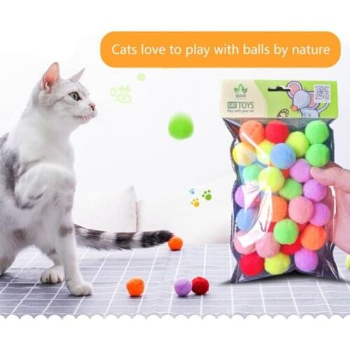 30pcs Funny Cat Toys Stretch Plush Ball Resistant To Bite Cat Toy Colorful Interactive Cat Kitten Pom Pom Ball Chew Toy