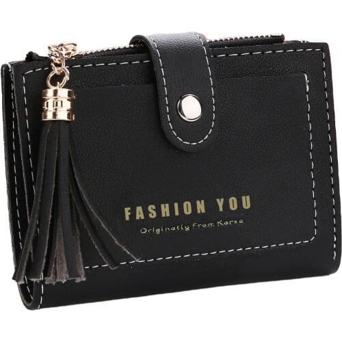 2021 Tassel Women Wallet Small Cute Wallet Women Short PU Leather Women Wallets Zipper Purses Portefeuille Female Purse Clutch