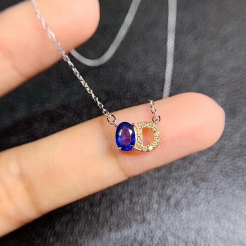 Fashion Compact delicate crown Natural blue sapphire gem necklace S925 silver natural gemstone necklace girl gift party jewelry