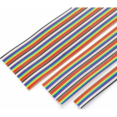 1 Meter 6/8/10/14/16/20/24/26/30/34/40Pin Way Color DuPont Cables Flat Cable 1.27mm Pitch for 2.54mm FC IDC Connectors Resistor