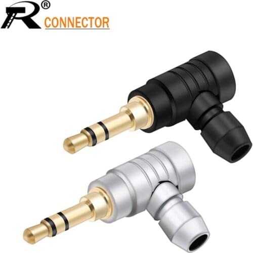 1PC Jack 3.5mm 3 Pole Stereo Audio Right Angle Barss Plug Jack Cable Solder Adapter Connector