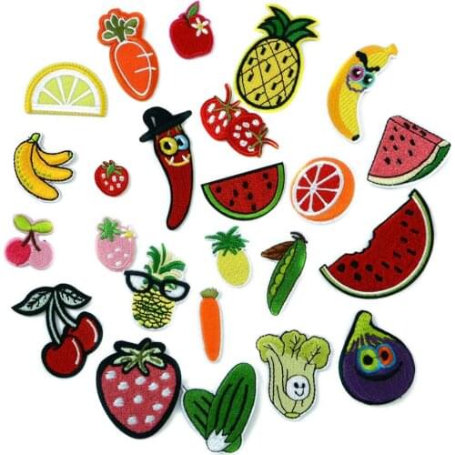 New 1pc Fruit Watermelon Strawberry Pineapple Avocado Fruit Embroidery Patches for Clothing Iron on Clothes Appliques Badge