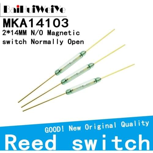 10Pcs/lot MKA14103 MKA-14103 Tone Leads Glass N/O SPST Reed Switch 10-15AT 2*14MM Normally Open Magnetic Switch