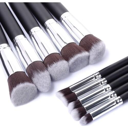 New Arrivals Professional 10 pcs Soft Synthetic Kabuki Makeup Brush Set Cosmetics Foundation Blending Blush Makeup Tool