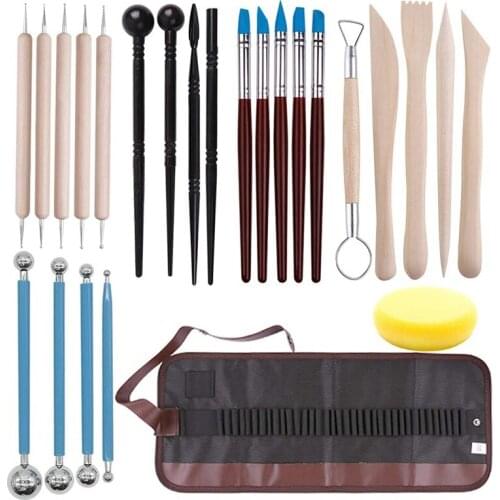 24 Pcs Ceramic Clay Modeling Sculpting Carving Tools for Rock Painting Cake Fondant Decoration Polymer Clay Tools Set