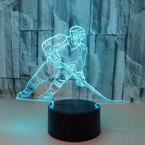 Ice Player Colorful 3d Light Hockey Players Touch 3d Vision Stereo Light Childrens room decoration 3D night light