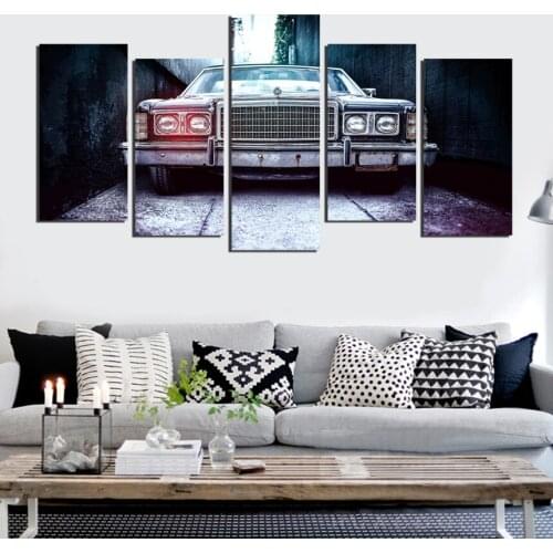 5 hot rod retro car poster HD print oil painting frame for the living room wall art home decoration module FA619