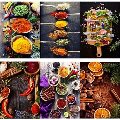 5D DIY Diamond Painting Spices Full Square Round Drill Seasoning Diamond Embroidery Scenery Cross Stitch Mosaic Home Decor Gift