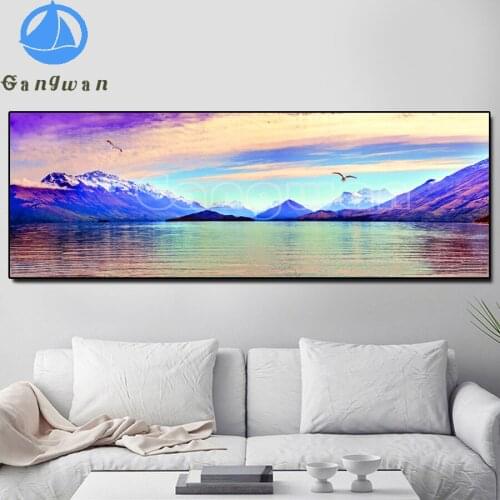 5D DIY Diamond Painting snow mountain lake Cross Stitch Diamond Embroidery Landscape Sea Mosaic Picture large size Home Decor