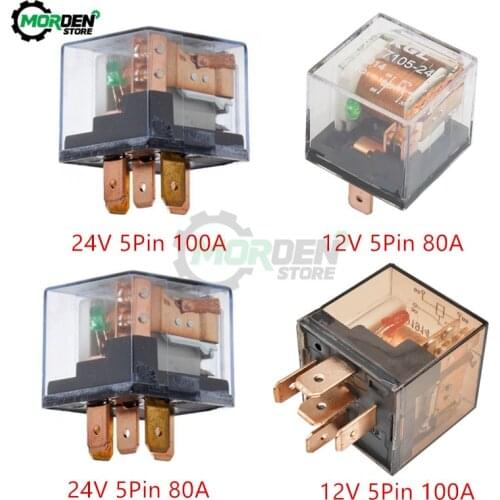 DC 12V 24V Waterproof Automotive Relay 5Pin SPDT Car Control Device 80A 100A Car Relays High Capacity Switching