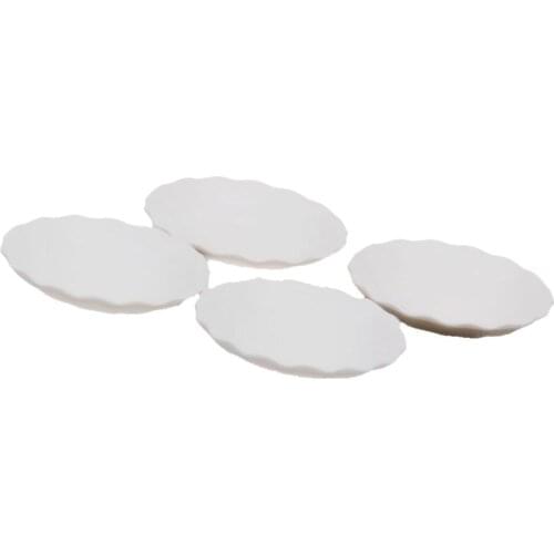 4pcs/Pack White Round Fluted Dishes Plates 1/12 Dollhouse Miniature Tableware Set