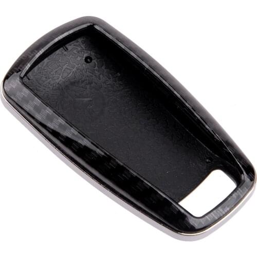 Black 4 Buttons Car Smart Key Fob Case Shell Cover Decor Fit For Audi A4 A5 Q5 Q7 S4 S5 SQ5 TT 2018 2019 2020 Carbon Fiber Style
