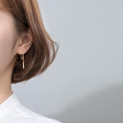 Colusiwei Genuine 925 Sterling Silver Geometric Long Tassel for Women Simple Line Drop Earrings Japanese Style Jewelry Gift