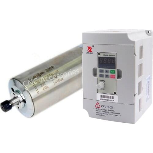 1.5kw D80*208mm water cooled spindle motor ER11 AC220V & 1.5kw 220v DZB280B001.5L2DK VFD Inverter Variable Frequency Drive