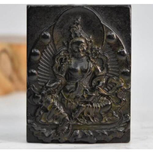 Hongshan culture archaize black iron meteorite Patron saint pendant statue