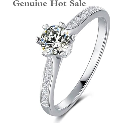 Moissanite Ring 0.5ct 5.0mm Round Cut VVS1 D Color Lab Diamond 925 Silver Jewelry Fashion Love Token Woman Girlfriend Gift