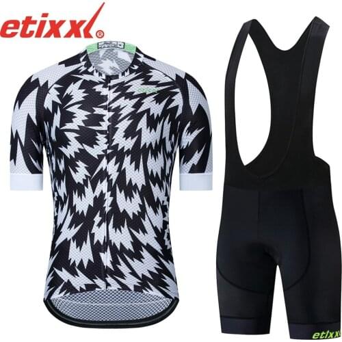 ETIXXL Brand Black Cycling Clothing Summer Short Sleeve Bicycle Clothing Men 3D Gel Pad Breathable Cycling Set Ropa Ciclismo