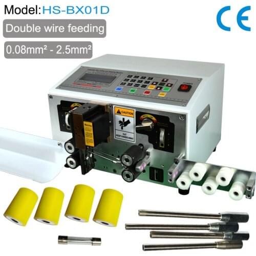 2 Line Feeding Wire Stripping Machine Automatic Cable Peeling Machine Cut and Strip from 0.08 till to 2.5mm2