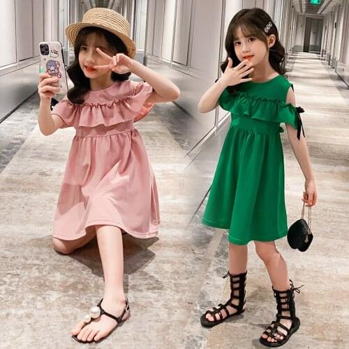 Sweet Kids Pleated Dresses for Girls 4 5 6 7 8 10 12 13 Years Summer Princess Ruffle Dresses Teen Girls Party Birthday Dresses