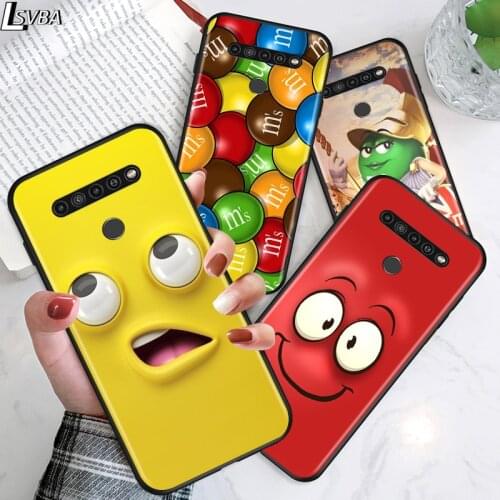 Cute M&M Chocolate for LG G8 G8S G8X V30 V35 V40 V50 V60 ThinQ Q60 K40 K50 K30 K41 K51 K61 K71 K22 Black Phone Case