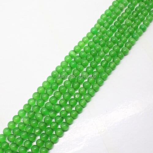 Mini. order is $7!5mm Beautiful Green Cats Eye Round Loose Beads 15"
