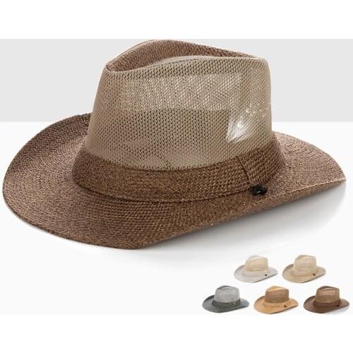 Unisex Women Men Fashion Summer Casual Trendy Beach Sun Straw Jazz Hat Cowboy Hat Gangster Cap