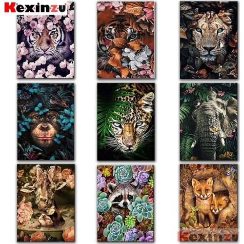 5D DIY Diamond Painting Kit Paint Flower Animal Cat Tiger Lion Fox Full Square&Round embroidery mosaic Cross stitch home decor