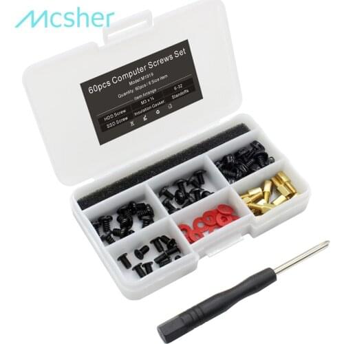 60pcs Personal Computer Screw Standoffs Set Kit for Motherboard Box HDD SSD with Screwdriver