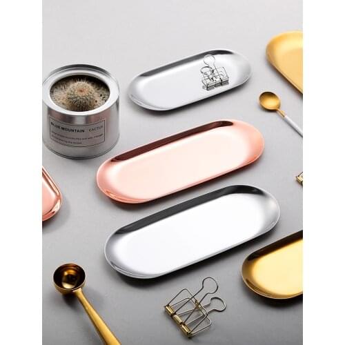 Stainless Steel Creative Small Dish Golden Dinner Plate Fruit Dessert Plate Jewelry Storage Plate