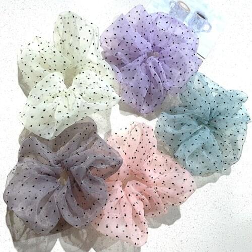 2020 Spring And Summer New Hair Ring Mesh Yarn Wave Point Oversized Hair Accessories