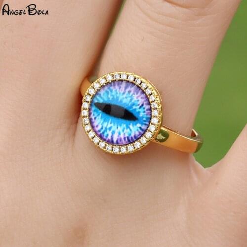 Fashion New Cool Design Golden Circle Lucky Demon Eye Unisex Ring Personality Punk Street Style Top Quality Jewelry Holiday Gift