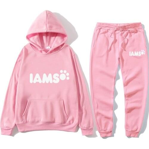 Autumn New Men\\women Sports Suit Printed Hooded Sweater + Pants Fashion Sports Ladies Leisure Suit Outdoor Jogging 2 Pieces